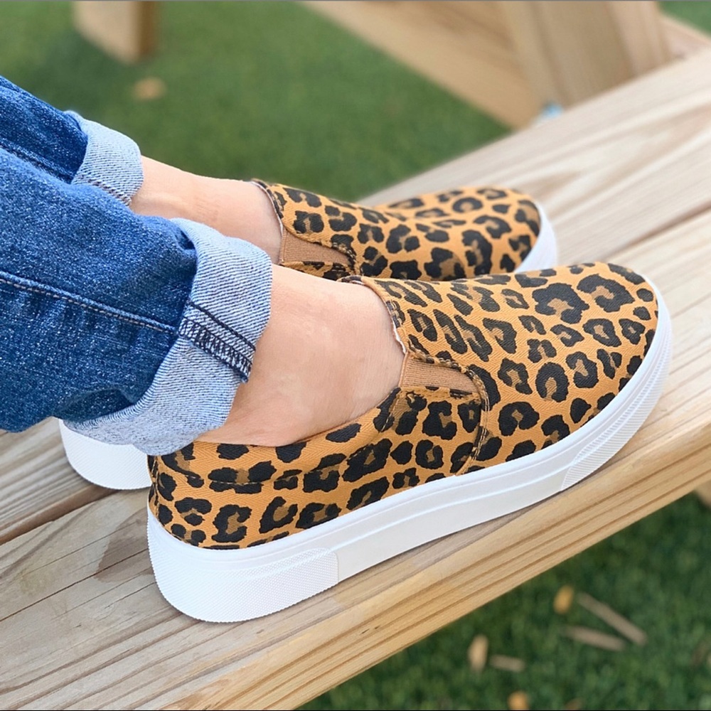 Leopard Print Slip On Sneakers